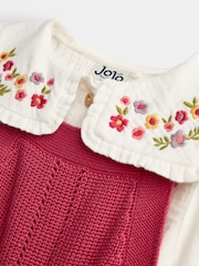 Dusky Pink - JoJo Maman Bébé Embroidered Blouse & Knit Pinafore Set - Larawan 6 ng 6