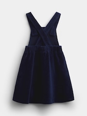 JoJo Maman Bébé Navy Blue Mouse Embroidered Velour Pinafore Set - Image 3 of 7