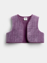 Jojo Maman Bébé Purple Floral Embroidered Cheesecloth Dress & Gilet Set - Image 4 of 6
