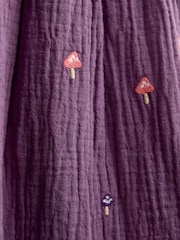 Jojo Maman Bébé Purple Floral Embroidered Cheesecloth Dress & Gilet Set - Image 6 of 6