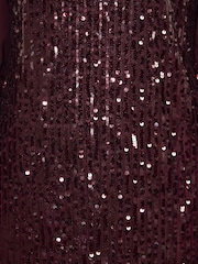 Friends Like These Burgundy Red Chiffon Long Sleeve Sequin Mini Dress - Image 5 of 5