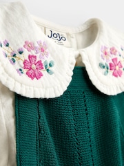 Emerald Green - JoJo Maman Bébé Embroidered Blouse & Knit Pinafore Set - Larawan 6 ng 6