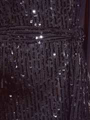 Friends Like These Black Chiffon Long Sleeve Sequin Mini Dress - Image 5 of 6