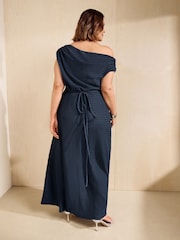 Friends Like These Navy Curve Jersey Off Shoulder Noodle Midi Dress - Image 5 of 5
