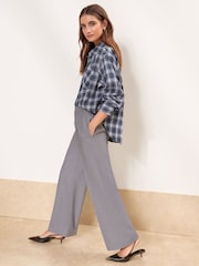 Lipsy Navy Blue Check Oversized Pocket Detail Shirt - Image 4 of 5