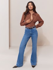Lipsy Burgundy Red Check Fitted Shirt - Image 2 of 5