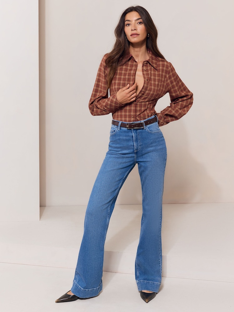 Lipsy Burgundy Red Check Fitted Shirt - Image 2 of 5 Lipsy Burgundy Red Check Fitted Shirt - Image 2 of 5