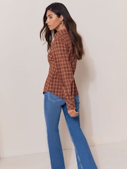 Lipsy Burgundy Red Check Fitted Shirt - Image 5 of 5