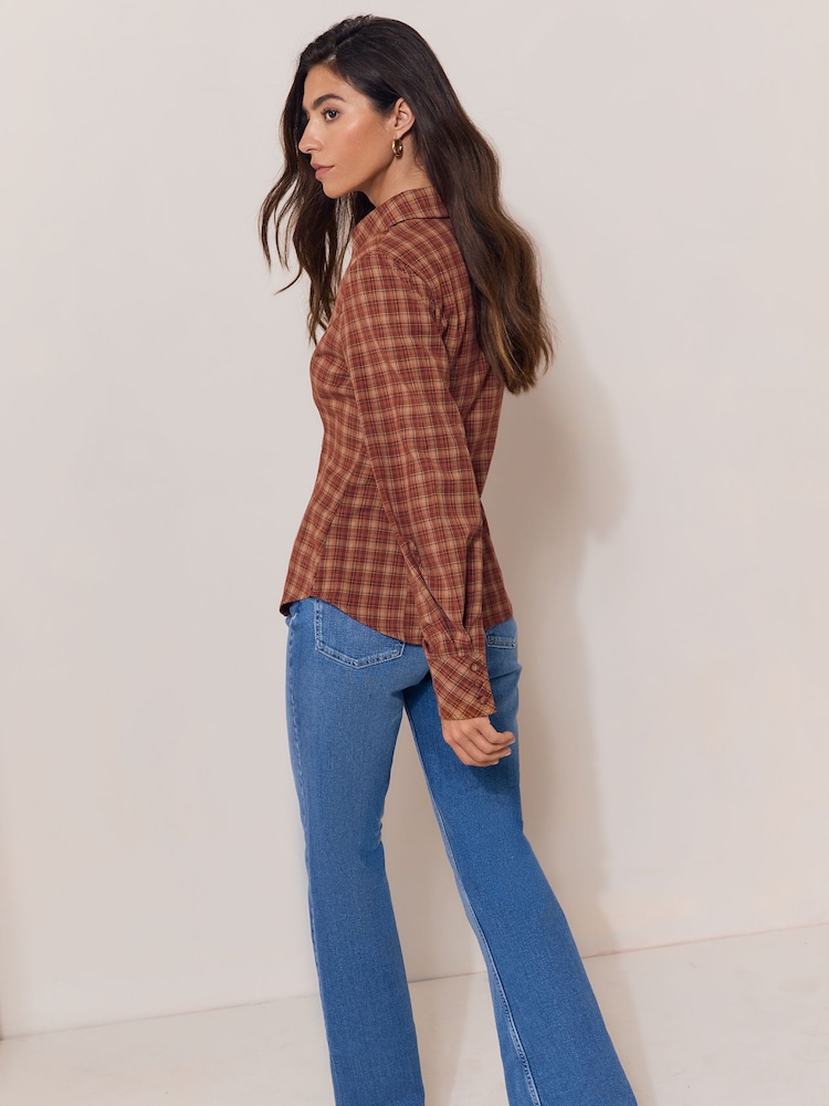 Lipsy Burgundy Red Check Fitted Shirt - Image 5 of 5 Lipsy Burgundy Red Check Fitted Shirt - Image 5 of 5