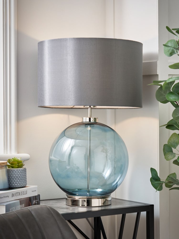 BHS Blue Nickel Metro Ball Table Lamp - Image 1 of 7