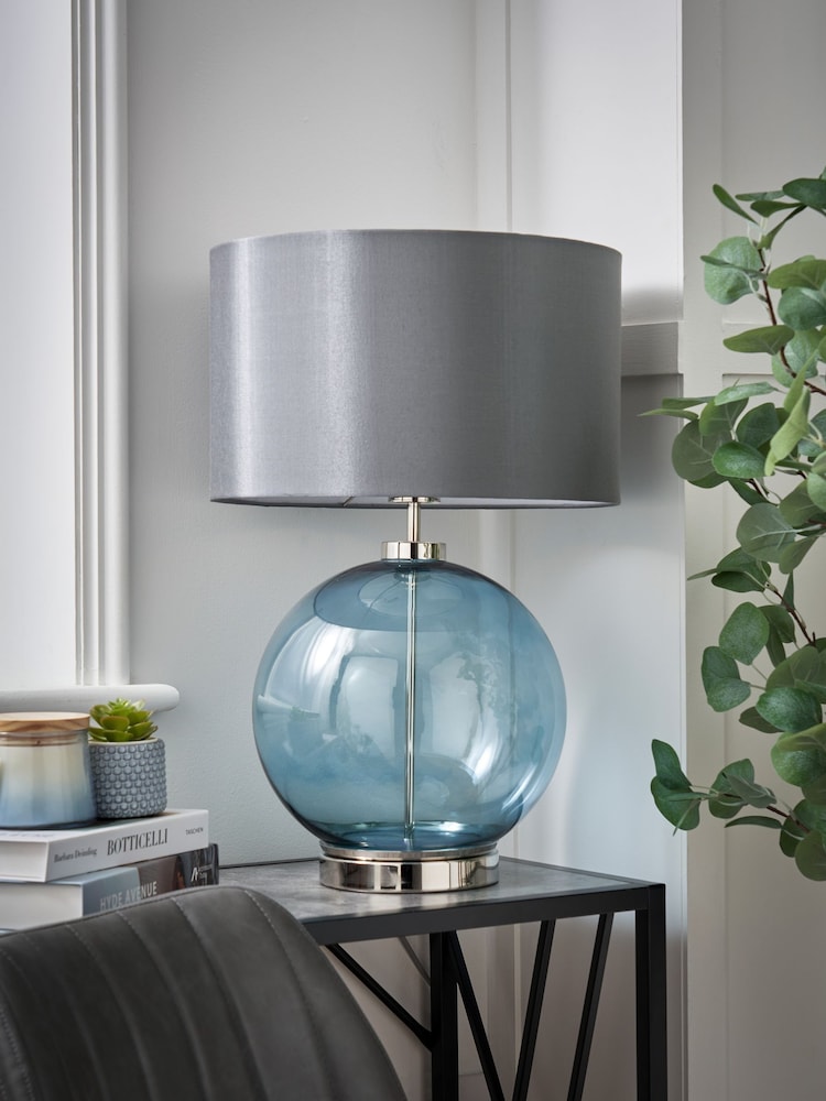 BHS Blue Nickel Metro Ball Table Lamp - Image 2 of 7