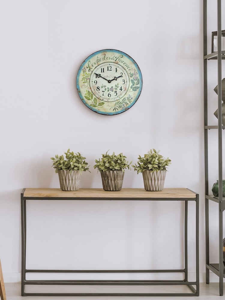 Brookpace Lascelles Green Herbes de Provence Wall Clock - Image 1 of 4 Brookpace Lascelles Green Herbes de Provence Wall Clock - Image 1 of 4