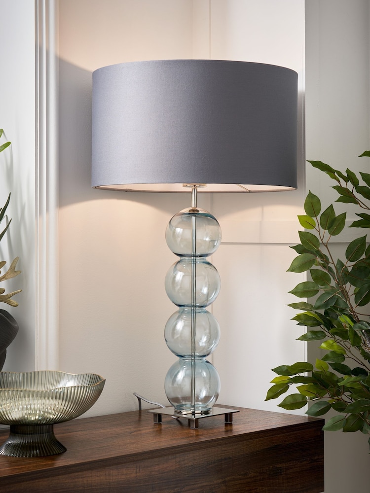 BHS Blue Nickel Metro Ball Stacked Table Lamp - Image 1 of 7