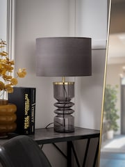 BHS Willow Ribbed Glass Base Table Lamp - Image 2 of 7