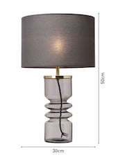 BHS Willow Ribbed Glass Base Table Lamp - Image 3 of 7