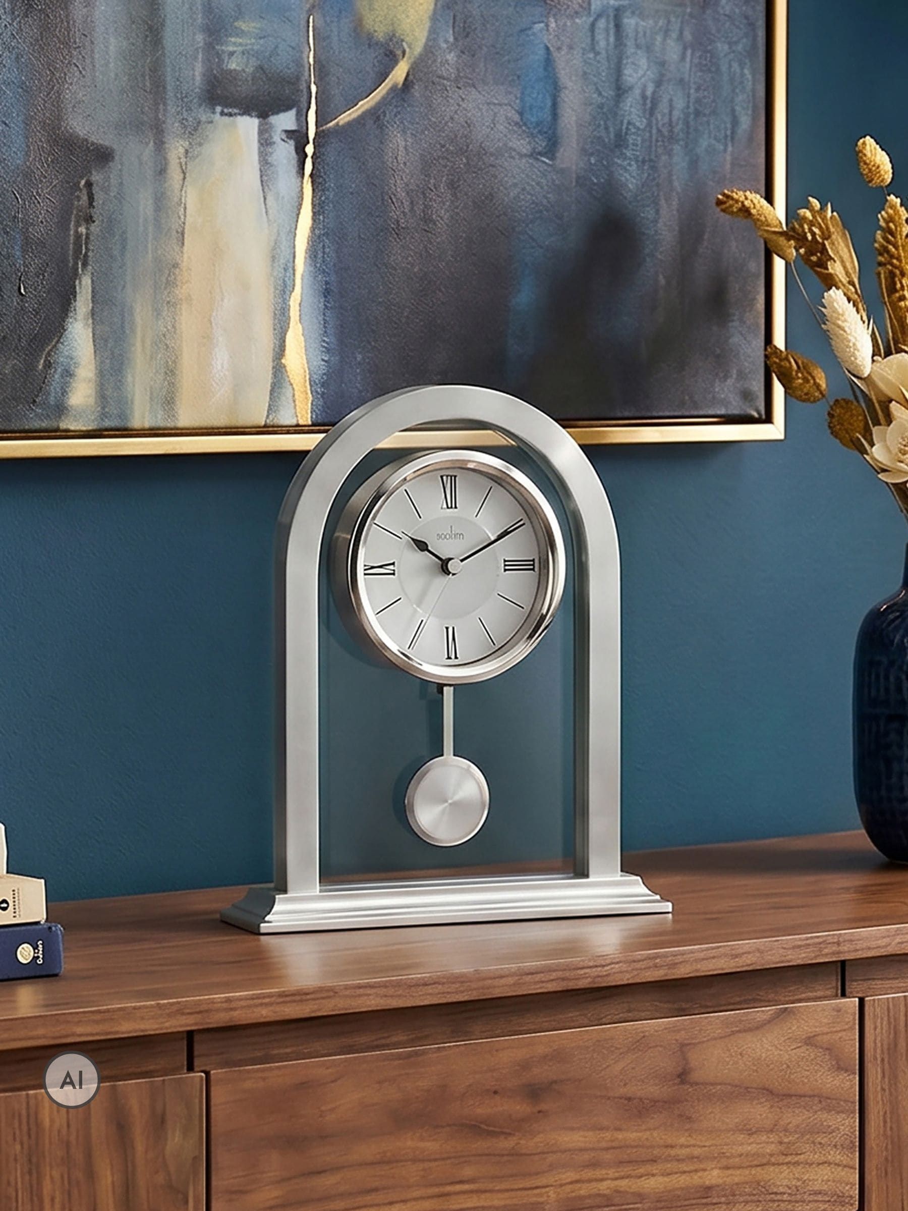 Acctim Colney 36937 Glass And Metal Table Clock In Silver - Image 5