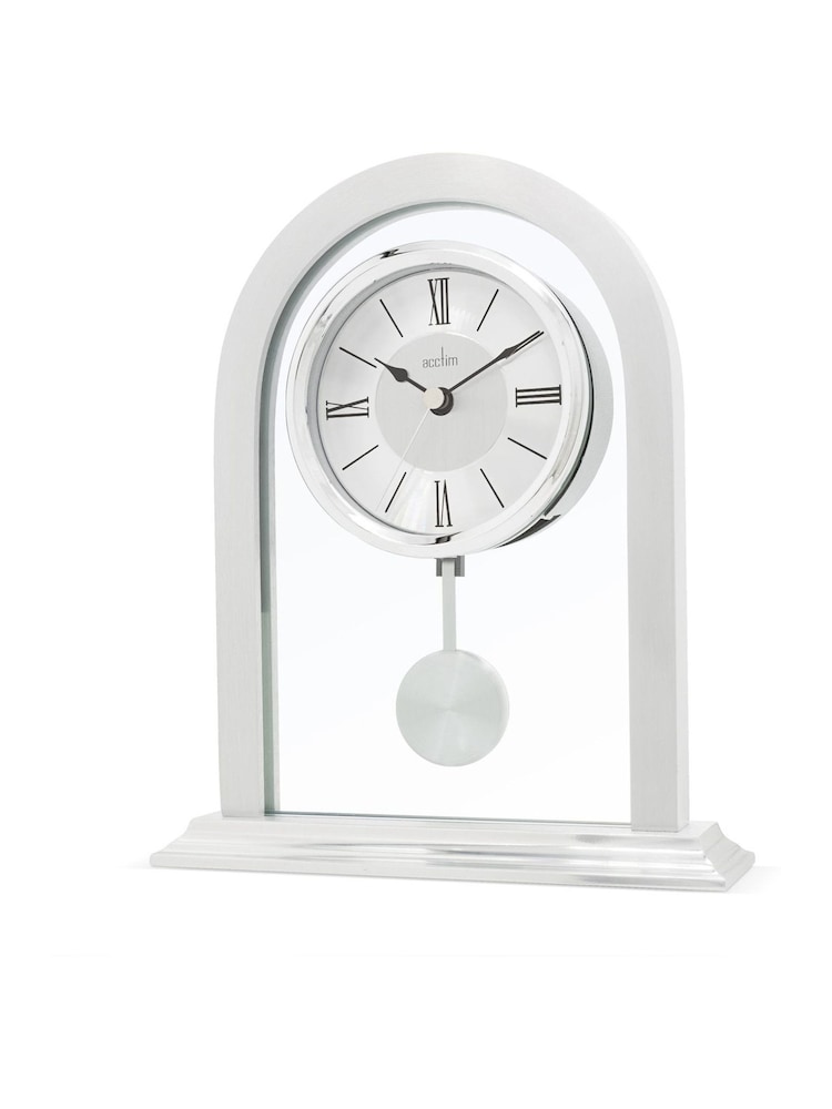 Acctim Clocks Silver tone Colney Glass and Metal table clock - Image 2 of 5