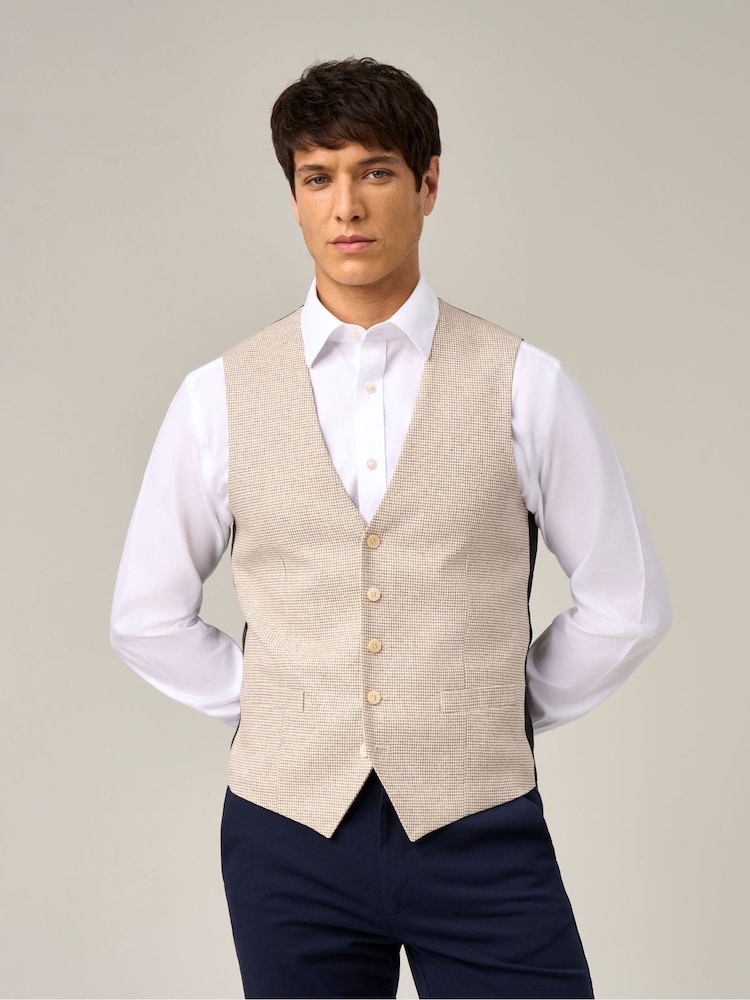 Skopes Natural Aurelio Houndstooth Check Waistcoat - Image 1 of 4 Skopes Natural Aurelio Houndstooth Check Waistcoat - Image 1 of 4