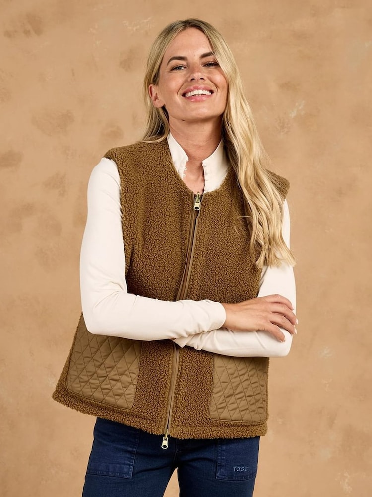 Toggi Brown Carney Reversible Fleece Gilet - Image 1 of 8