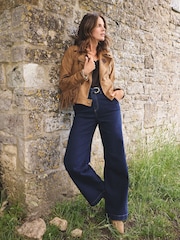 Love & Roses X Binky Rinse Wash Blue Petite Wide Leg Belted Tailored Jeans - Image 2 of 4