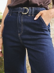 Love & Roses X Binky Rinse Wash Blue Petite Wide Leg Belted Tailored Jeans - Image 3 of 4