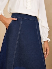 Love & Roses Rinse Wash Full Circle Midi Skirt - Image 2 of 4