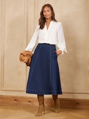Love & Roses Rinse Wash Full Circle Midi Skirt - Image 3 of 4