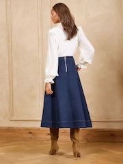 Love & Roses Rinse Wash Full Circle Midi Skirt - Image 4 of 4