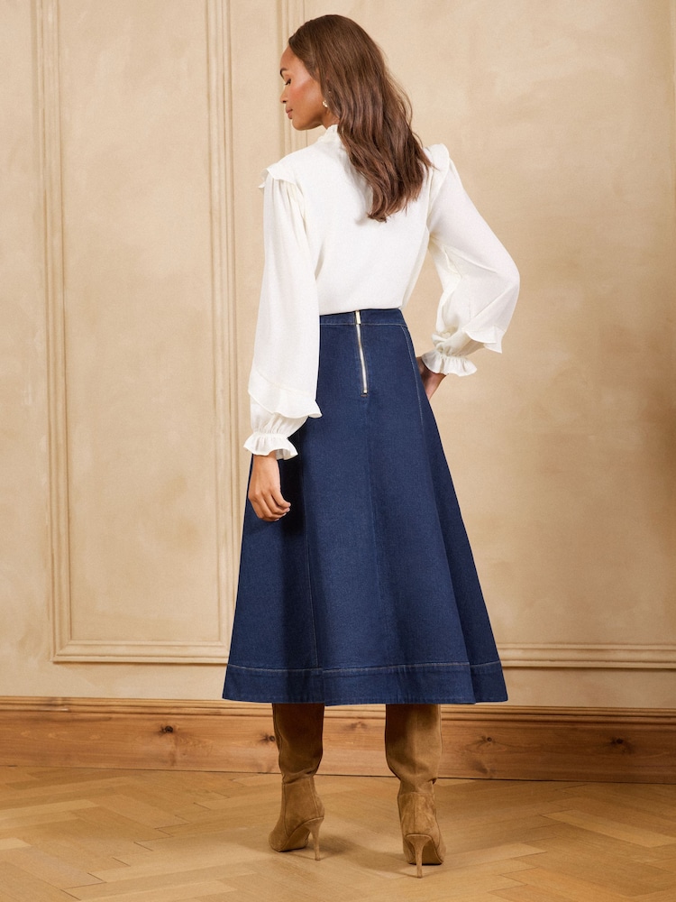 Love & Roses Rinse Wash Full Circle Midi Skirt - Image 4 of 4