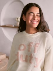 Bath & Body Works Cream Off Duty Knitted Crew Neck Jumper - Image 5 of 8