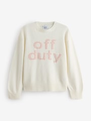 Bath & Body Works Cream Off Duty Knitted Crew Neck Jumper - Image 6 of 8