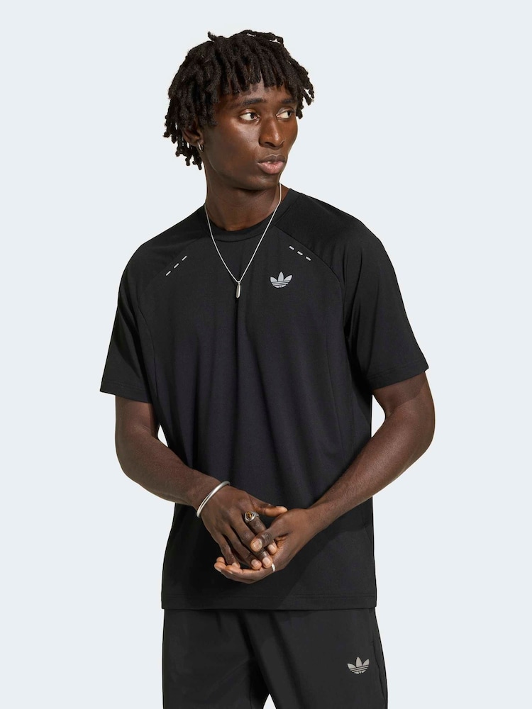 adidas originals Black Tech Trefoil Essentials Polyester T-Shirt - Image 1 of 6