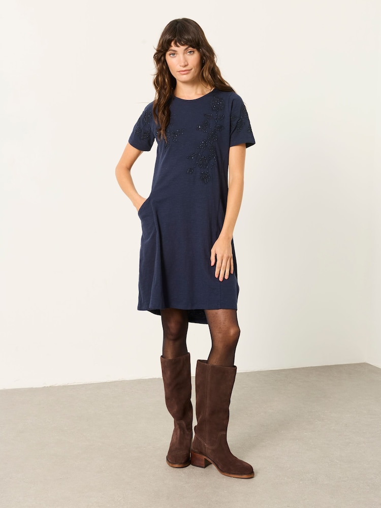 marine - Robe FatFace en jersey Fleuri - Image 1 de 4 marine - Robe FatFace en jersey Fleuri - Image 1 de 4