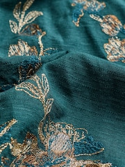 FatFace Adele Teal Blue Petite Metallic Embroidered Midi Dress - Image 8 of 8