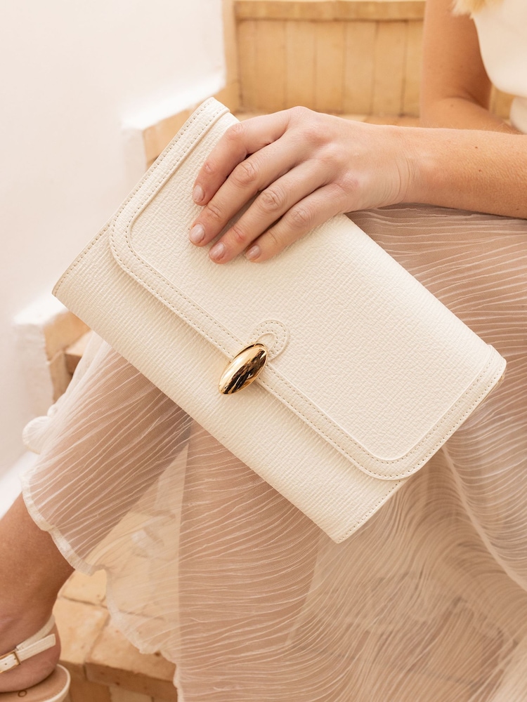 Novo White Angel Hardware Detail Chain Clutch Bag - Image 2 of 5