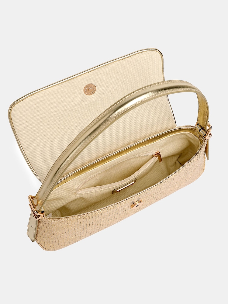 Novo Gold Raffia Andorra Shoulder Bag - Image 4 of 4 Novo Gold Raffia Andorra Shoulder Bag - Image 4 of 4