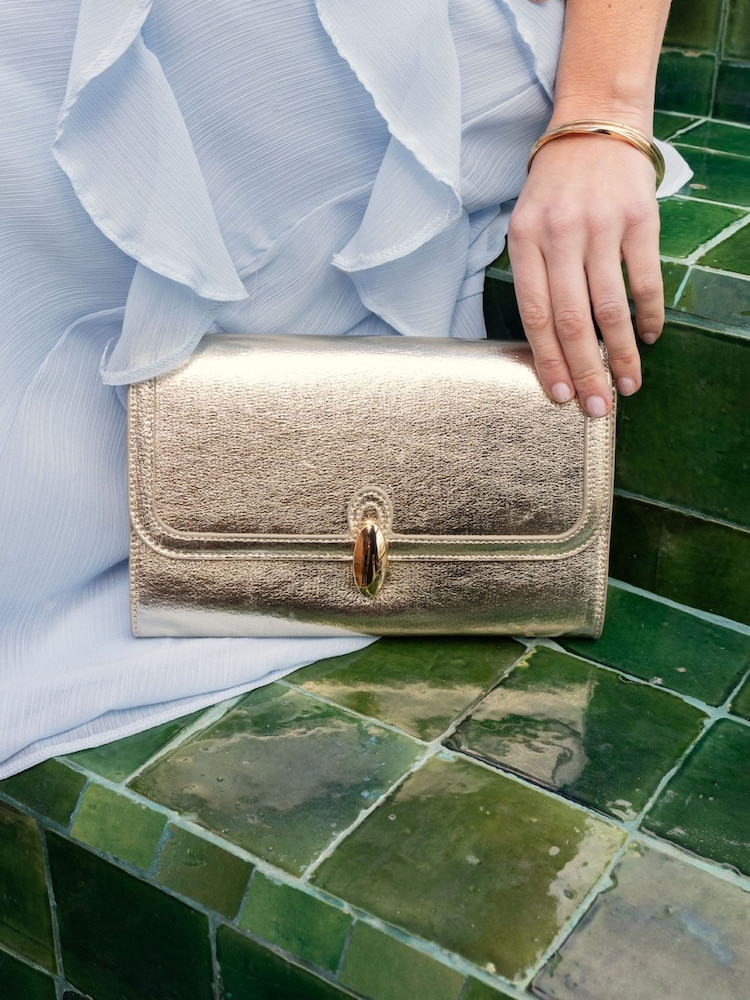 Novo Gold Angel Hardware Detail Chain Clutch Bag - Image 1 of 3