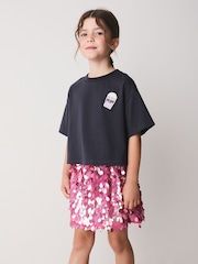 Grey/Pink Popcorn T-Shirt and Sequin Skirt Set (3-16yrs) - Image 1 of 4