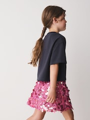 Grey/Pink Popcorn T-Shirt and Sequin Skirt Set (3-16yrs) - Image 2 of 4
