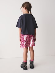 Grey/Pink Popcorn T-Shirt and Sequin Skirt Set (3-16yrs) - Image 3 of 4