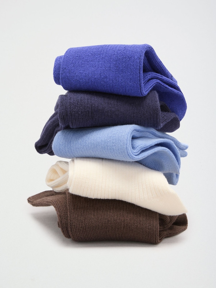 Friends Like These Cobalt Blue Ribbed Cotton Socks 5 Pack - Image 1 of 4