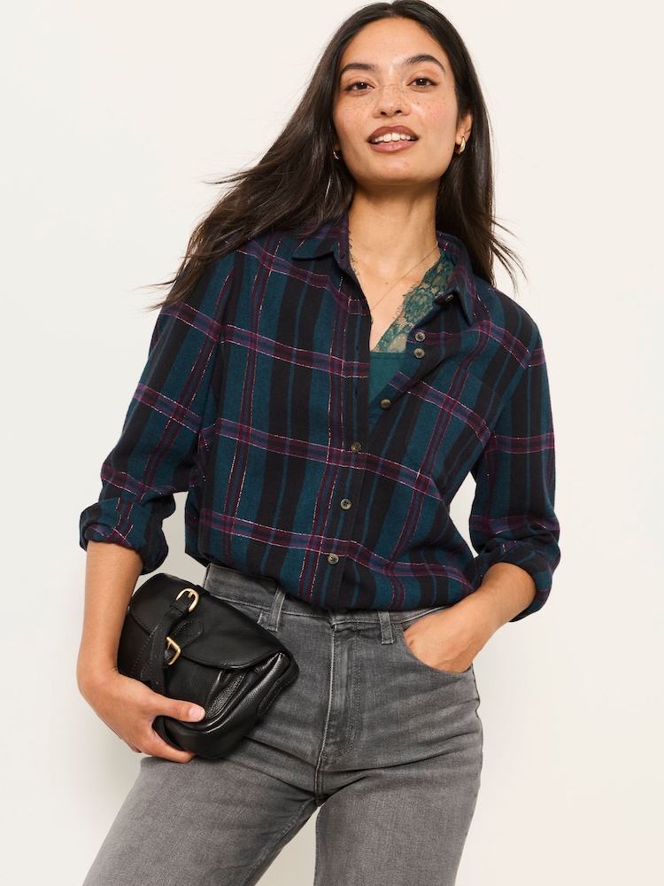 FatFace Olivia Navy Petite Check Shirt - Image 1 of 6 FatFace Olivia Navy Petite Check Shirt - Image 1 of 6
