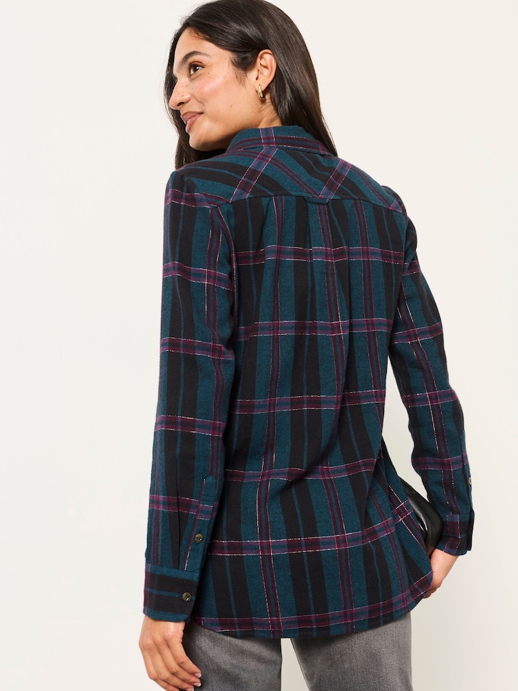 FatFace Olivia Navy Petite Check Shirt - Image 2 of 6 FatFace Olivia Navy Petite Check Shirt - Image 2 of 6