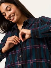 FatFace Olivia Navy Petite Check Shirt - Image 4 of 6