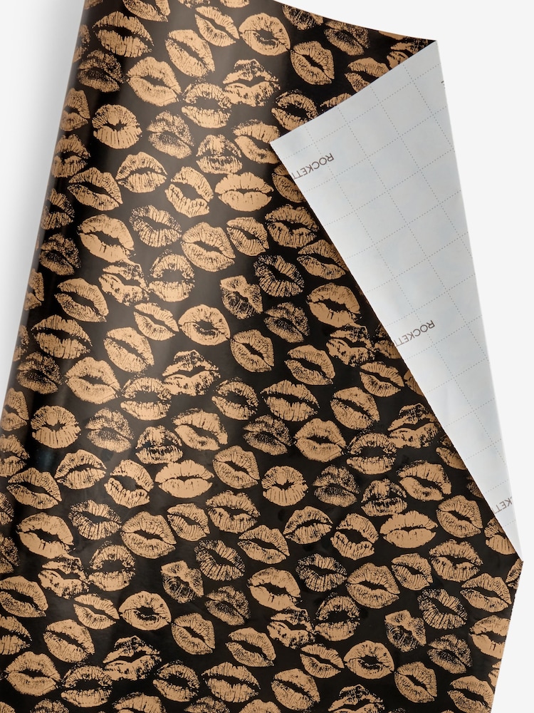 Rockett St George Gold Lips 3 Metre Wrapping Paper - Image 1 of 2