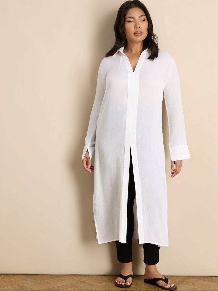 Live Unlimited White Split Front Crinkle Tunic - Image 1 of 1