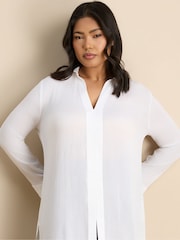 Live Unlimited White Split Front Crinkle Tunic - Image 2 of 6