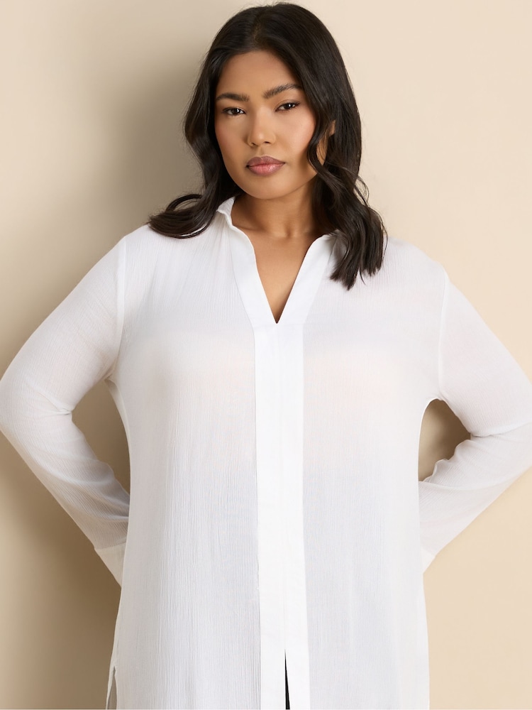 Live Unlimited White Split Front Crinkle Tunic - Image 2 of 6