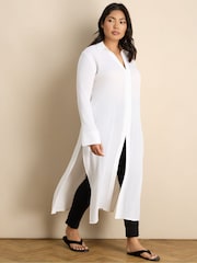 Live Unlimited White Split Front Crinkle Tunic - Image 3 of 6