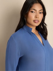 Live Unlimited Blue Split Front Crinkle Tunic - Image 3 of 5